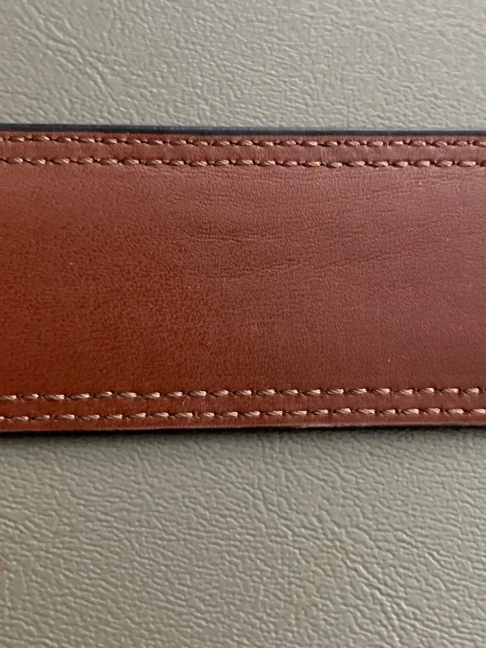 Perry Ellis Portfolio Men's Madras Bonded Leather Dress Belt, Brown, XL 42-44
